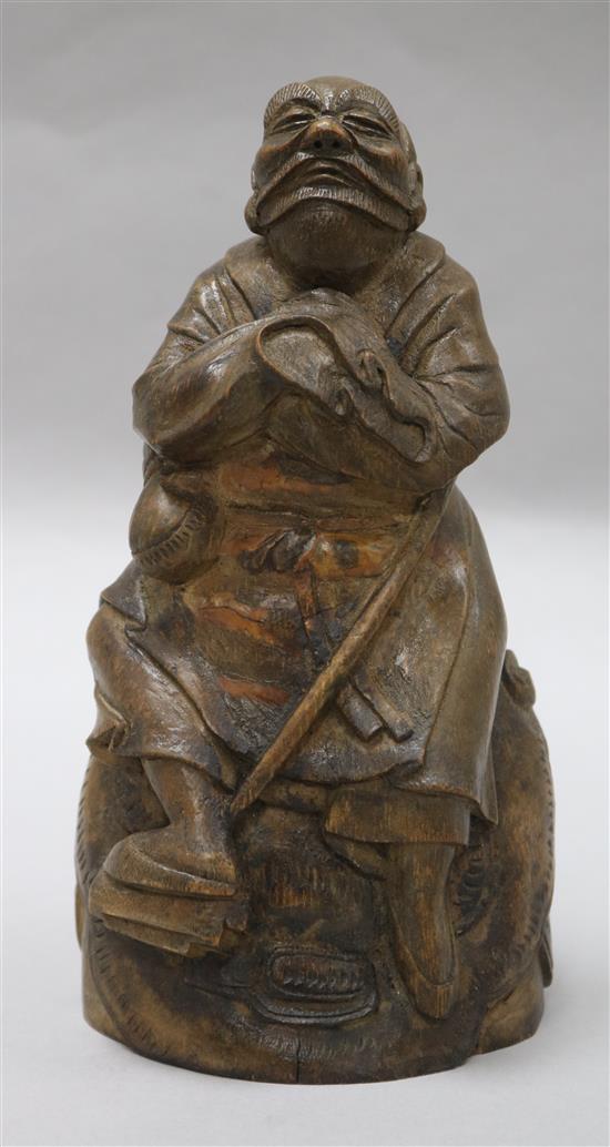 A Chinese bamboo root carving of a sage, Dorsal fissure height 21cm
